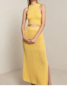 A.L.C. Sunray Crochet Maxi Skirt - Yellow